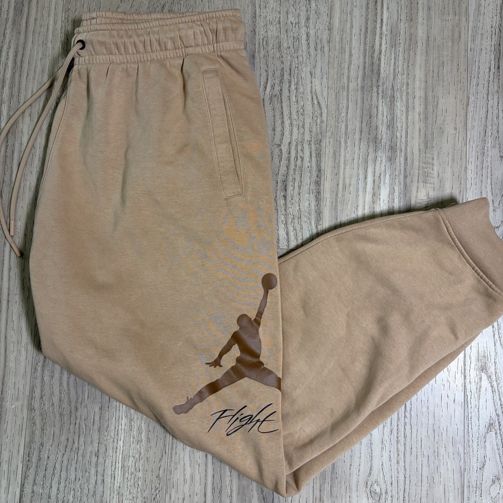 Men's Nike Jordan Flight Jumpman Fleece Joggers Beige 56323 Large